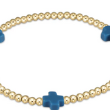 Signature Cross Gold 3mm Gold Bracelet- Cobalt