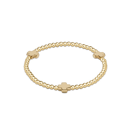 Signature Cross Gold Pattern 3mm Bead Bracelet- Gold