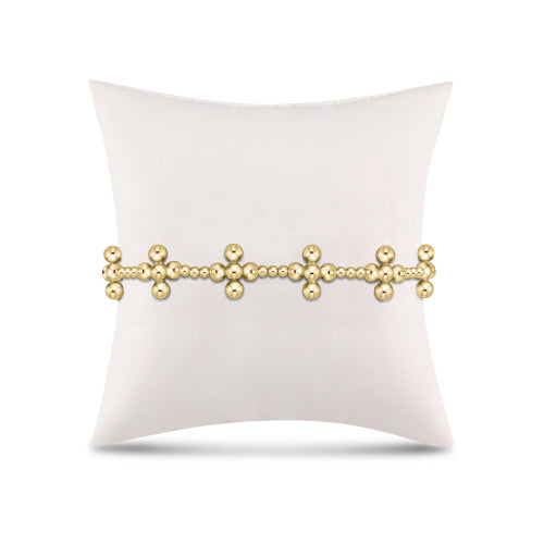 Signature Cross Sincerity Pattern 2.5mm Bead Bracelet- Classic Beaded Signature Cross Gold- 4mm Bead Gold