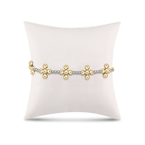 Signature Cross Sincerity Pattern Sterling 2.5mm Bead Bracelet- Classic Beaded Signature Cross Gold