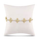 Signature Cross Sincerity Pattern Pearl 3mm Bead Bracelet- Classic Beaded Signature Cross Gold- 4mm Bead Gold