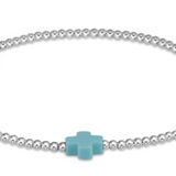 Signature Cross Sterling Pattern 3mm Bead Bracelet - Turquoise