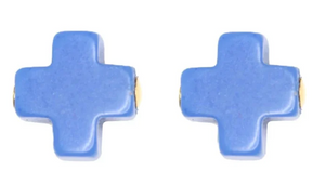 Signature Cross Stud - Cobalt