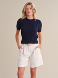Sky Cable Crew Neck Pullover |Dark Blue Combo