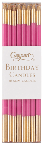 Birthday Slims Candles Fuchsia/Gold