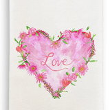 Solid Floral Heart with Love Dish Towel D970