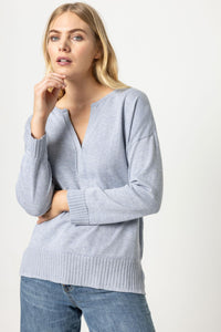 Split Neck Pullover Sweater