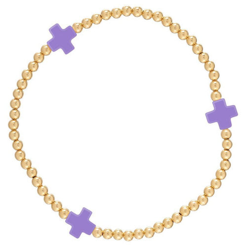 Signature Cross Gold  3MM Purple Bracelet