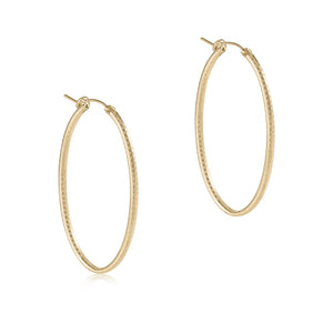 Round Gold 2" Hoop Textured  Earring