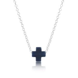 16" Necklace Sterling Signature Cross Navy