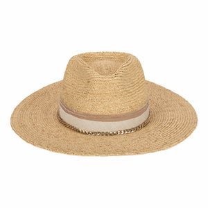 Coastal Sunset Fine Braid Raffia Fedora w/layered Bands