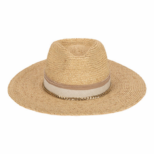 Coastal Sunset Fine Braid Raffia Fedora w/layered Bands