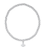 Classic Sterling 3mm Bead Bracelet- Signature Cross Sterling Charm