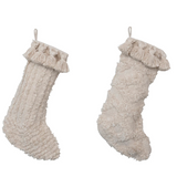 Cotton Slub Stocking with Tufting and Tassels- Cream