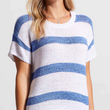 Short Sleeve Scoop Neck Sweater- Blue Star
