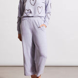 Sweatshirt Cropped Jogger Set- Light Grey Mix