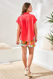 Camp Shirt w/ Shirring | Coral Red