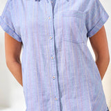 Cotton Cap Sleeve Button Front Blouse