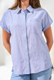 Cotton Cap Sleeve Button Front Blouse