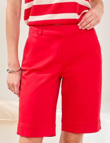 Pull on Bermuda with Topstitch Deatails |Sangria