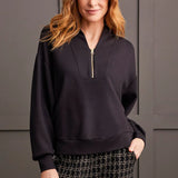 Dolman Top with Zipper - Black