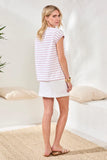 Cap Sleeve Top with Combo| White Sangria