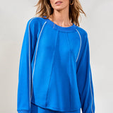 Techno Lux Crew Neck Dolman Top w/Piping | Turkish Sea