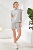 Techno-Lux Mock Neck Top | Light Grey Mix