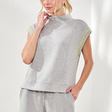 Techno-Lux Mock Neck Top | Light Grey Mix