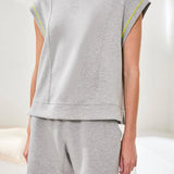 Techno-Lux Mock Neck Top | Light Grey Mix