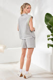 Techno-Lux Mock Neck Top | Light Grey Mix