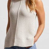 Sleeveless Turtleneck Sweater- Bone