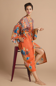 Trailing Wisteria Kimono Gown- Terracotta