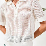 Short Sleeve Polo Sweater | White
