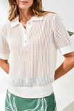 Short Sleeve Polo Sweater | White
