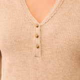 Brushed Waffle Knit Henley Long Sleeve Shirt