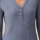 Brushed Waffle Knit Henley Long Sleeve Shirt