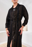 Long Sleeve Button Front Dress | Black