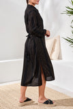 Long Sleeve Button Front Dress | Black