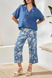 Flowy Popover Short Sleeve Shirt | Fjord Blue