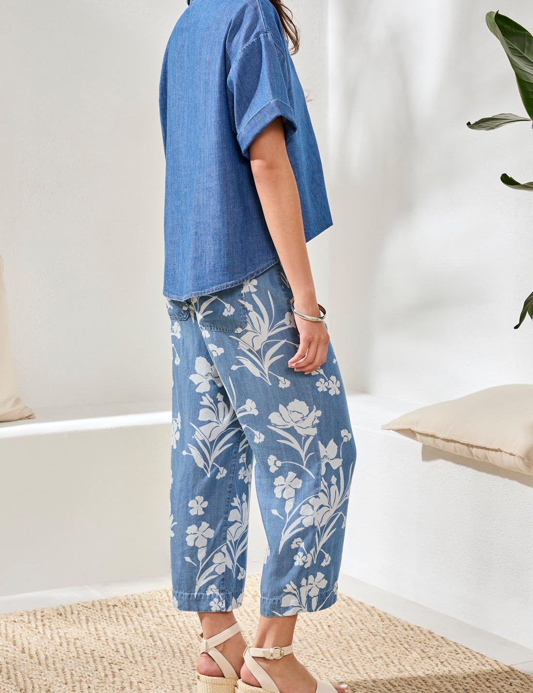 Flowy Popover Short Sleeve Shirt | Fjord Blue