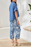 Flowy Popover Short Sleeve Shirt | Fjord Blue