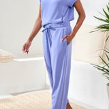 Short Sleeve Top with Pockets | Baja Blue