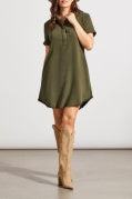 POP OVER SHIRT DRESS W/ POCKETS-OLIVE