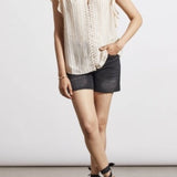Mixed Media Blouse with Frill Sleeve
