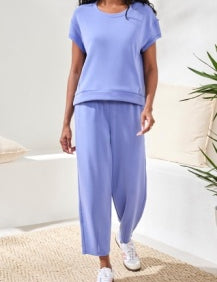 Short Sleeve Top with Pockets | Baja Blue