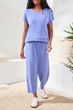 Short Sleeve Top with Pockets | Baja Blue