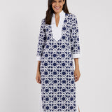Katie Jude Cloth Dress | Bamboo Rattan Navy White