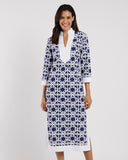 Katie Jude Cloth Dress | Bamboo Rattan Navy White