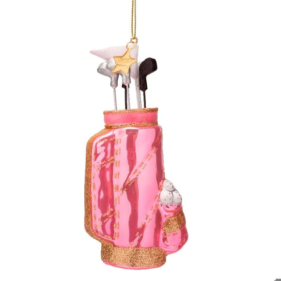 Ornament glass opal pink golf bag H5